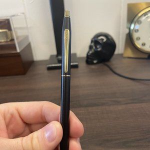 slimline thin Cross Matte Black and Gold Luxury Ball Point Pen very nice SEE DES